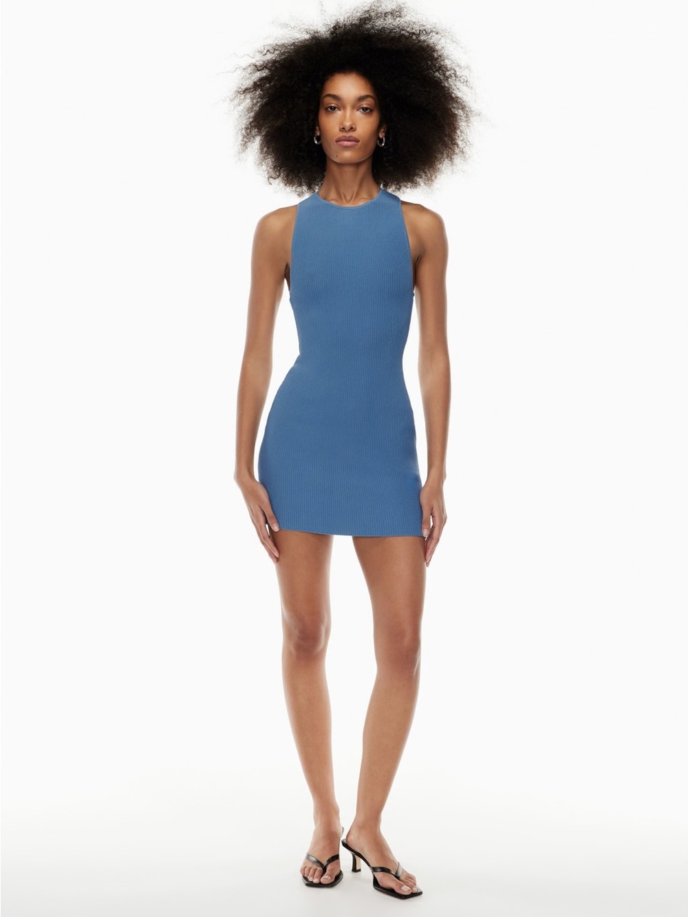 Aritzia Blue Ribbed Tank Mini Dress